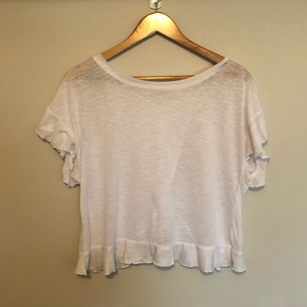 White ruffle tee